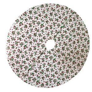 Vintage Strawberry Pattern Tree Skirt Print Christmas Cottage Core